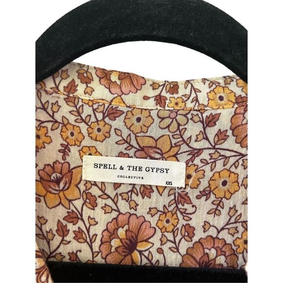Spell & The Gypsy Collective Women’s Brown Sundown Floral Cotton Romper Size 2XS - Picture 6 of 8
